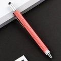 Coral pink 6-in-1 multi-functional tool pen with scale ruler and stylus tip - Style B / Coral Pink