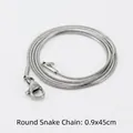 Detailed macro view of 0.9mm x 45cm stainless steel round snake chain with lobster clasp - 0.9x45cm / Steel Color (Round Snake Chain)