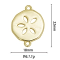 Detail of 18k gold plated flower pendant showing 22mm by 18mm size and 1.1g weight - Flower Connector