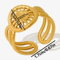 Detail van gouden meerlaagse open ring met zonnemotief en afmetingen van het product - Goud (J809-G)
