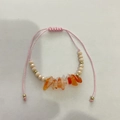 Adjustable braided cord bracelet featuring orange natural crystals and gold spacer beads - Pink Cord Braided Style (5214) / Pink