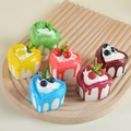 Set de 6 imanes realistas de postres en forma de corazón con crema y fruta en bandeja - Juego de 6 / Pastel de frutas en forma de corazón (Juego de 6)