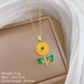 Detailoverzicht van afmetingen en gewicht van de zonnebloemketting op luxe display - Zonnebloem Micro-Ingelegd Stijl (A502)