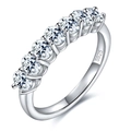 S925 sterling silver ring featuring seven oval-shaped moissanite stones on a white background - HK 18 (US 8) / Egg Shape