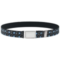 Kids elastic belt in black with blue star patterns and adjustable silver magnetic buckle - Grey Star