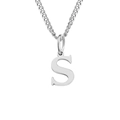 Collar de acero inoxidable plateado pulido con colgante de letra S mayúscula - Letra S (Plateado)