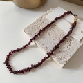 Natural garnet beaded necklace featuring irregular deep red stones and golden clasp - Red Agate Necklace XL0170