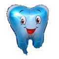 Ballon en aluminium bleu en forme de dent avec visage souriant pour fête de bébé - 40cmx35cm / Dent Bleue