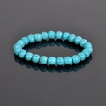 Single strand bracelet with 8mm blue turquoise natural stones and brown veins - Synthetic Turquoise