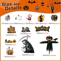 Size chart for Halloween gnome skull magnetic stickers with detailed product dimensions - CT346