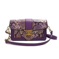 Retro snake pattern patchwork handbag for women with gold clasp in deep purple finish - Purple