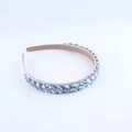Detail of lavender headband featuring two rows of glittering blue-purple crystal rhinestones - Dreamy Purple Leaf Style (D)