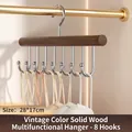 Solid wood hanger with 8 metal hooks for camisoles and ties in walnut finish - 1 Piece / Round 8 Hooks Retro
