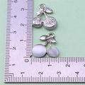 Mini silver cherry pendant with white cat's eye stone for DIY jewelry making - Style 54