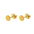 Minimalist 18K gold plated round stud earrings set with butterfly back closures - Flat Disc