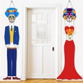 Decoración de puerta novios esqueleto Día de los Muertos para ambiente de fiesta - Cortina de Puerta de Novia y Novio Fantasma