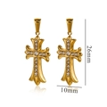 Gouden roestvrijstalen kruis oorbellen met zirkoon, afmeting 26mm hoog en 10mm breedte - Klein (26mm x 10mm) / Goud/Wit