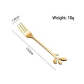 Goldene Dessertgabel in Blattform aus Edelstahl mit elegantem Retro-Griffdesign - Blatt Gabel / Gold