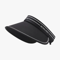 Black wide brim sun visor with white contrast trim and Menglandi brand lettering - Adjustable / Black