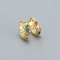 Goldene S925 Silber Creolen mit lebhaften bunten Zirkonia im Baguette-Schliff - 925er Silber / Gold (Bunter Stein)