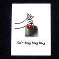 Miniature handbag charm in grey marble crystal stone with golden handle and art card - Bag + Card / African Blood Stone
