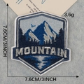 Outdoor mountain embroidery patch for clothing with blue snowy peaks and MOUNTAIN text - Shield Shape Snow Mountain Reflection Style (C4L-B-4-3)