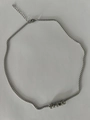 Silver box chain necklace featuring a layered multi-circle pendant with sparkling diamonds - Standard Sparkling Ring Necklace 42+5cm