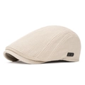 Casquette gavroche crème pour homme en maille gaufrée avec logo métallique - Beige