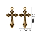 Detailed view of gothic cross pendant in gold with black enamel and dimensions 35mm x 20.5mm - Gothic Black Style (1729)