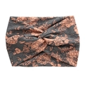 Vintage floral cross headband in dark grey and pink for running and yoga sports - Grey Floral