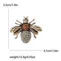 Vintage bronze bee brooch with orange rhinestones and detailed size measurements - Brown
