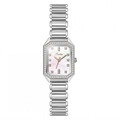 Elegante Damen-Quadratuhr in Silber mit Perlmutt-Zifferblatt und Diamant-Achteckgehäuse - Silber Hohles Stahlband
