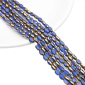Oval faceted crystal glass beads in royal blue and gold finish for DIY jewelry - Approx 25pcs/Strand / 4x6MM / Solid Dark Blue