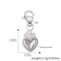 Ciondolo a cuore in acciaio inossidabile argento con decorazione a ventaglio e chiusura - Ciondolo a Cuore Artistico Color Acciaio (Ciondolo Solo (Senza Catena)) / 2.0x1.2cm / Colore acciaio