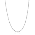 Detail view of a polished silver twisted rope chain necklace on white background - Water Wave Chain / Steel