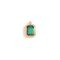 Rectangle emerald green crystal pendant with 18K gold plated stainless steel finish - May (Emerald Green) / Gold