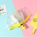 Automatic transparent folding umbrella with bright yellow trim and matching handle - Automatic / Yellow Border