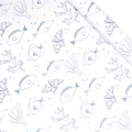 White gift wrapping paper with blue marine fish patterns and colorful pastel dots - Line Little Fish / 50x70cm