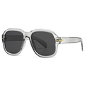 Gafas de sol cuadradas retro modernas con montura gris transparente y bisagras doradas - Gris Negro Gris