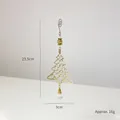 Golden Christmas tree pendant with hollow patterns and crystal droplet, size 23.5x9cm - Christmas Tree / Gold