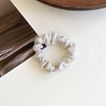 French vintage metallic silver scrunchie with shiny silk pleats on a white surface - Small / Off White
