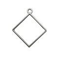 Silver geometric rhombus hollow alloy pendant frame for DIY jewelry making accessories - Square Frame (15868) / 32x36mm / White K/Silver
