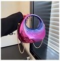 Acrylic crescent evening bag featuring purple to blue gradient finish and gold chain - Small with Chain / Gradient Purple