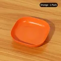 Square orange plastic snack plate with rounded corners, 1 pack serving tray for home use - Sunset Orange-Deep Square Dish