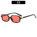 Retro rectangle sunglasses with glossy black frame and vibrant translucent red lenses - Black Frame Red Lens