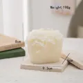 Handcrafted cream white floral pillar candle with 198g weight for home decor - Carved Flower Cylinder(85) / Cream White