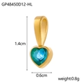 DIY heart pendant with teal zircon in gold plating, 1.4cm height, weight 0.8g - Heart - Teal Blue