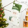Knitted Santa Christmas stocking in green and white with 46cm height and 120g weight - Knitted Santa Stocking