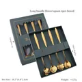 Golden flower-shaped long handle stainless steel spoons in green gift box 4-piece set - 4Pcs Set / Titanium Gold [Green Box]