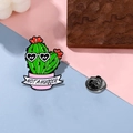 Süße Kaktus-Emaille-Pin mit Herz-Sonnenbrille und NOT A HUGGER Text auf rosa Topf - Not A Hugger Stil (CZ0395-4)